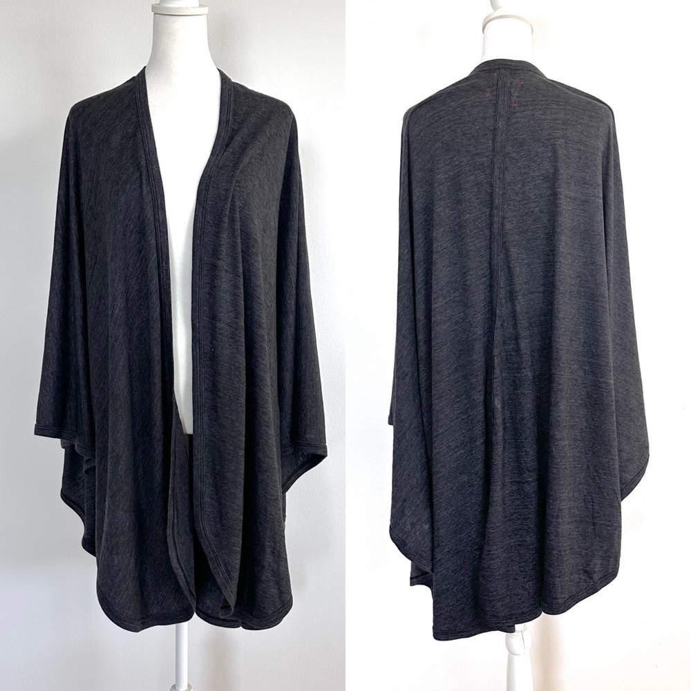 Daftbird soft stretchy knit jersey dark gray one size Lagenlook poncho shawl
